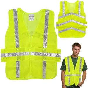 1 Neon Safety Vest 5 Point Separation Reflective Arrow High Visibility Emergency