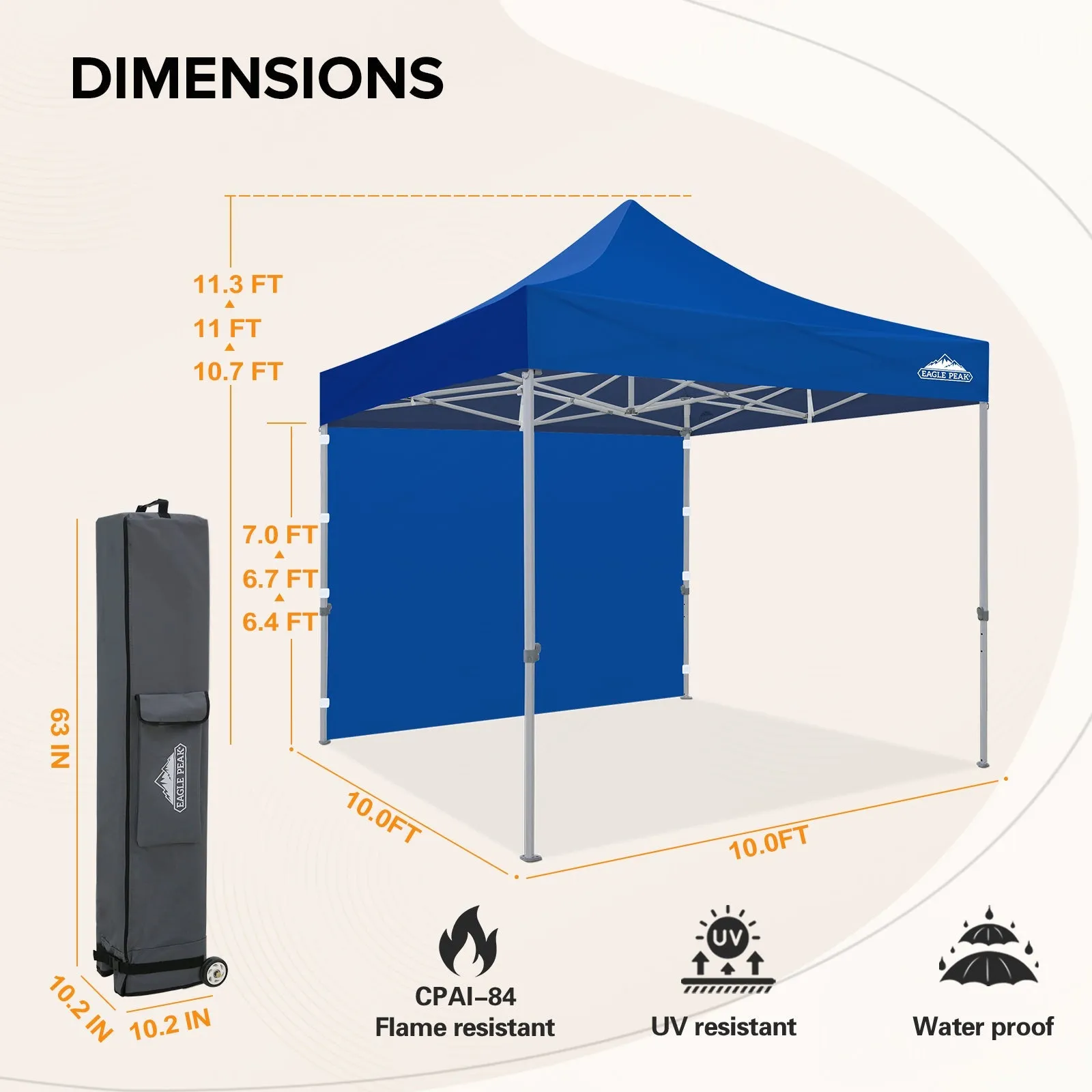 10x10 Heavy Duty Pop up Commercial Canopy Tent with One Removable Sidewall
