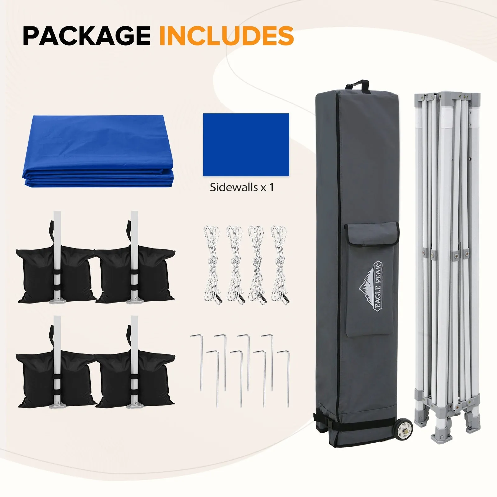 10x10 Heavy Duty Pop up Commercial Canopy Tent with One Removable Sidewall