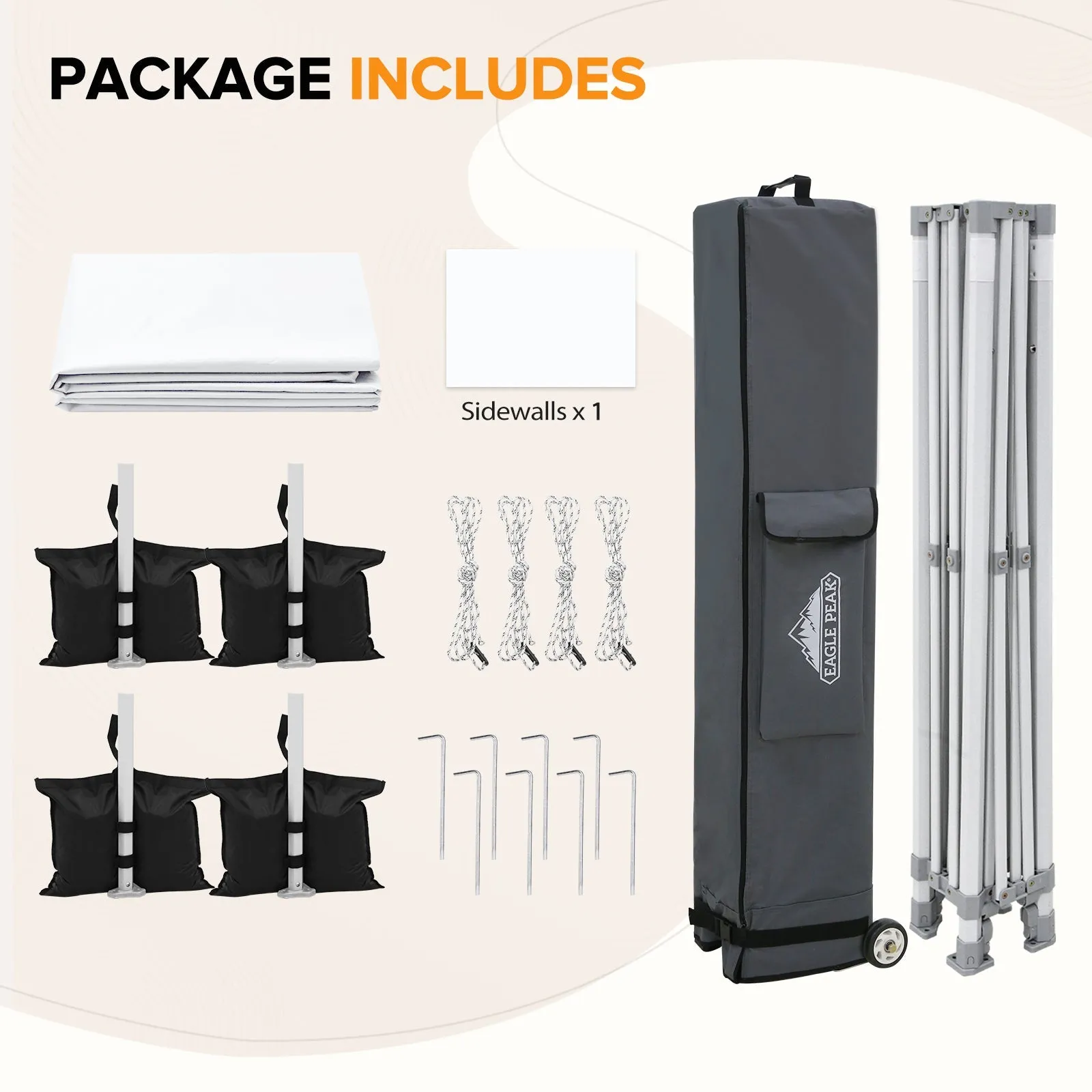 10x10 Heavy Duty Pop up Commercial Canopy Tent with One Removable Sidewall