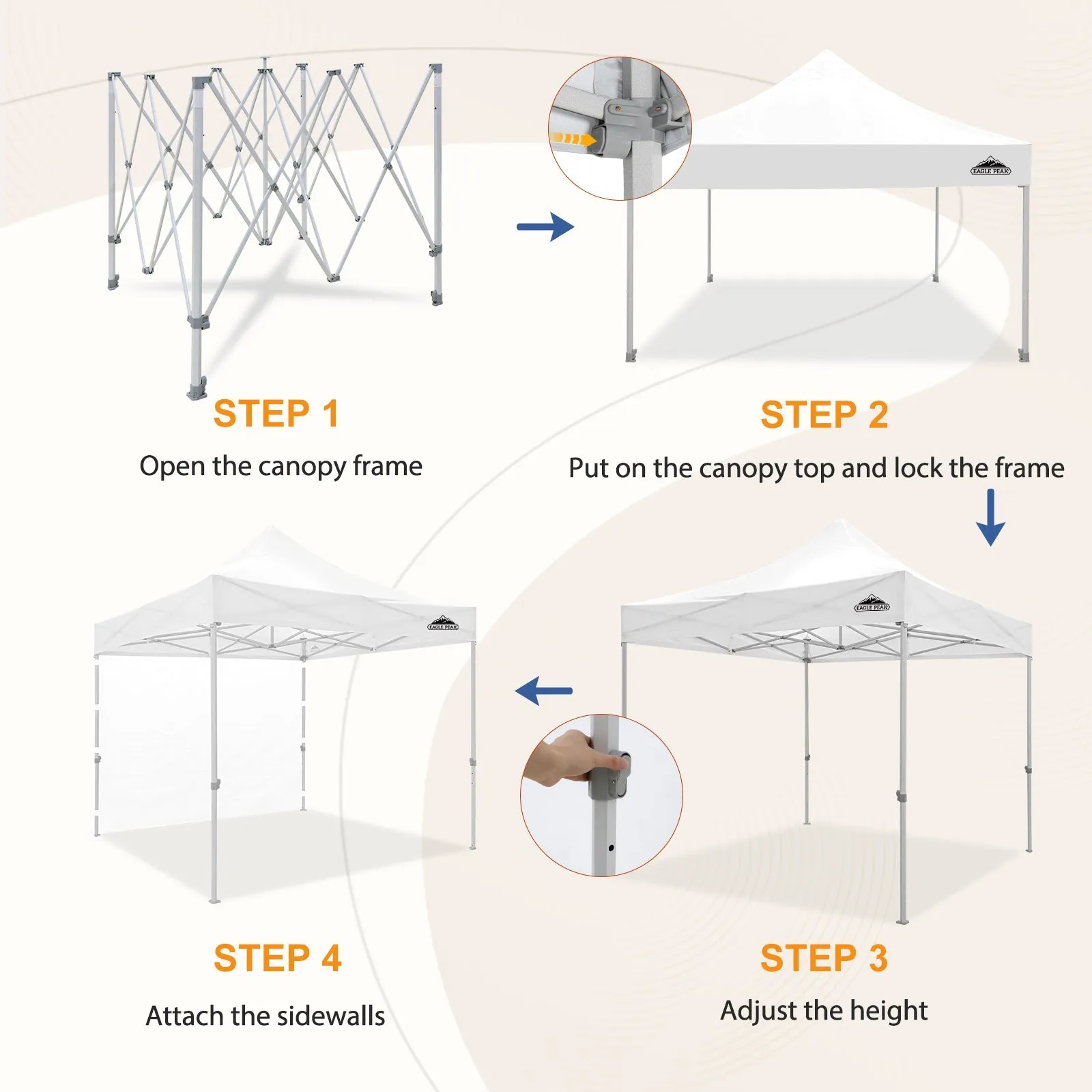 10x10 Heavy Duty Pop up Commercial Canopy Tent with One Removable Sidewall
