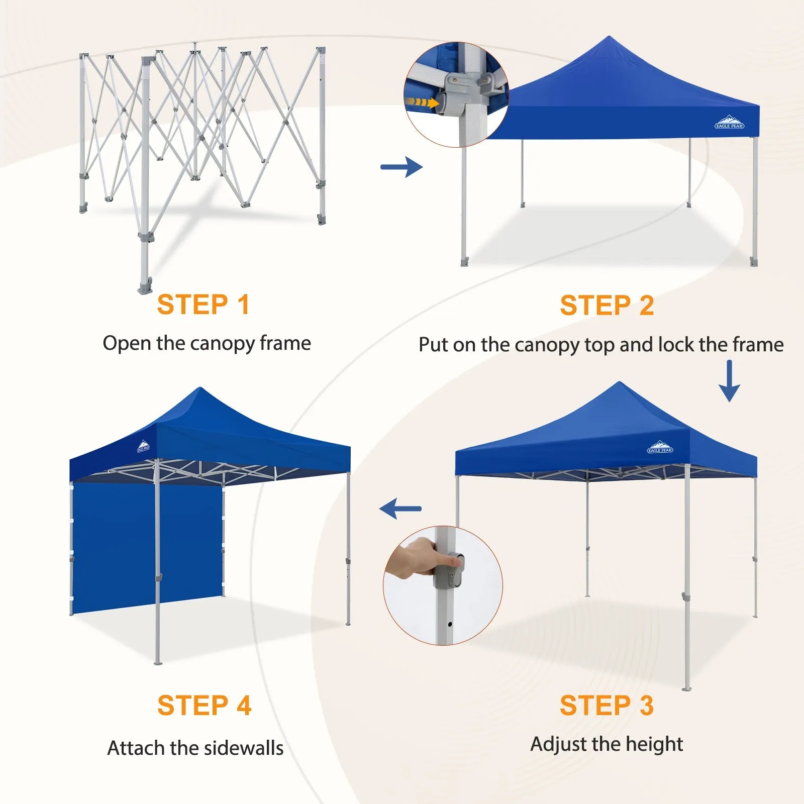 10x10 Heavy Duty Pop up Commercial Canopy Tent with One Removable Sidewall