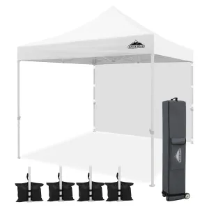 10x10 Heavy Duty Pop up Commercial Canopy Tent with One Removable Sidewall