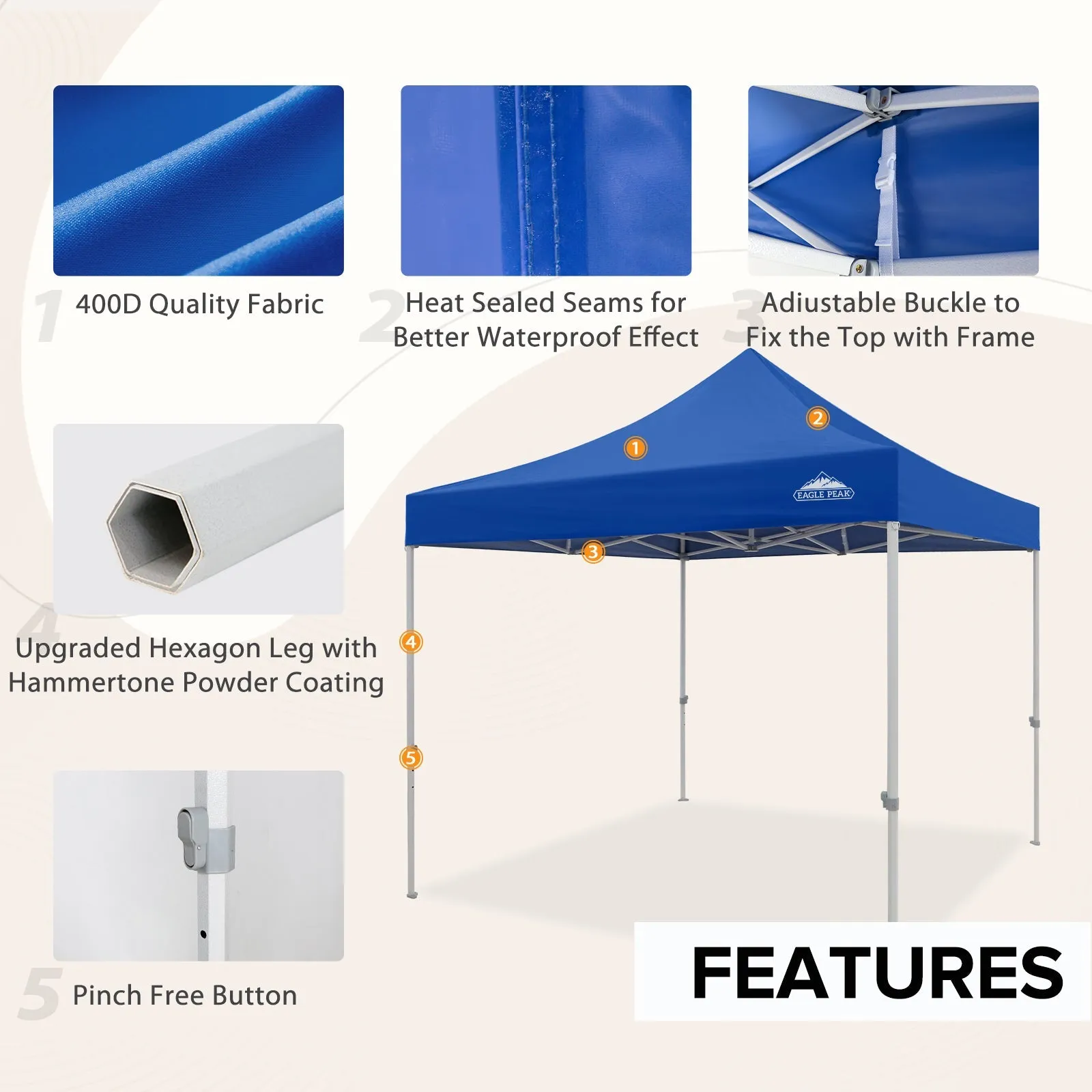 10x10 Heavy Duty Pop up Commercial Canopy with Removable Sidewalls