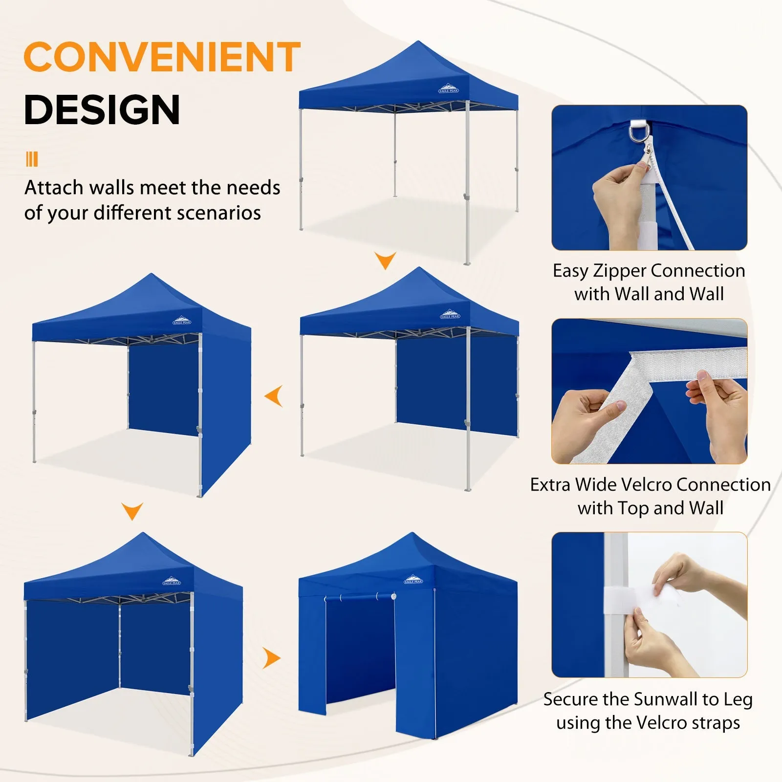10x10 Heavy Duty Pop up Commercial Canopy with Removable Sidewalls