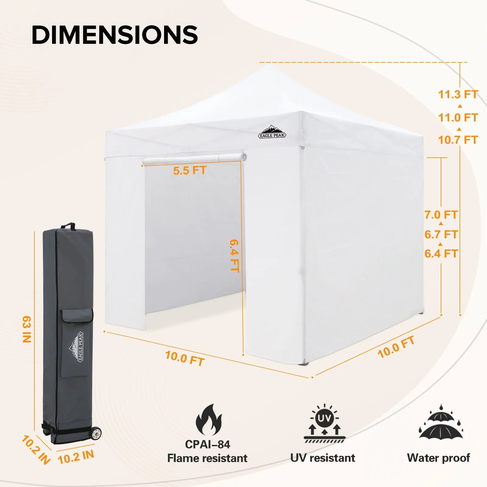 10x10 Heavy Duty Pop up Commercial Canopy with Removable Sidewalls