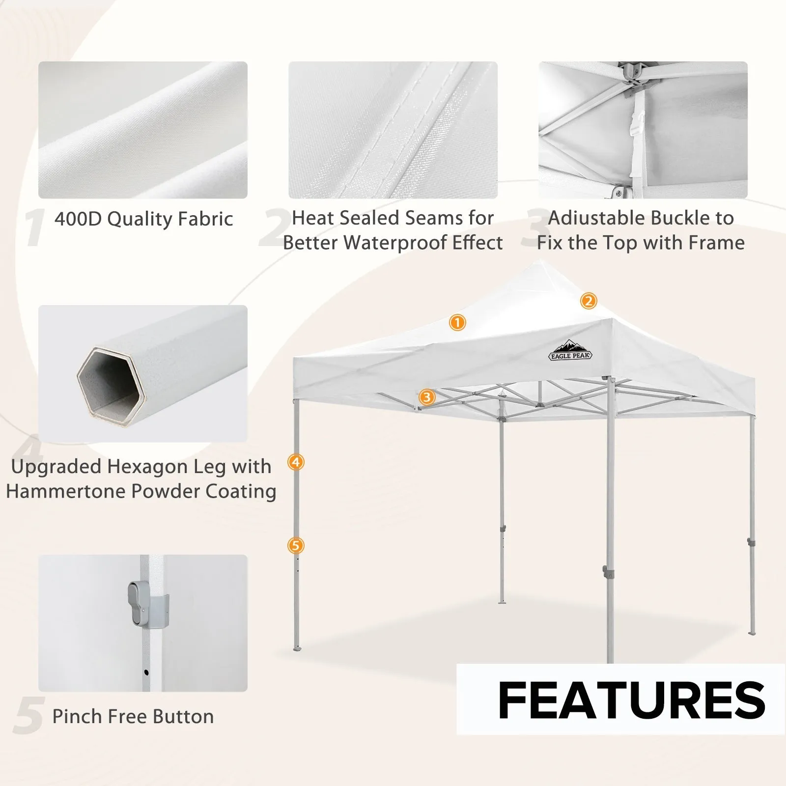 10x10 Heavy Duty Pop up Commercial Canopy with Removable Sidewalls