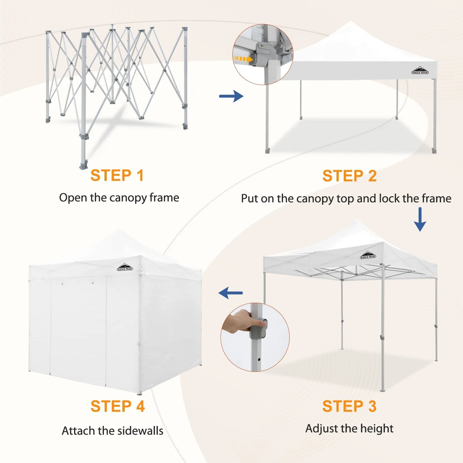 10x10 Heavy Duty Pop up Commercial Canopy with Removable Sidewalls