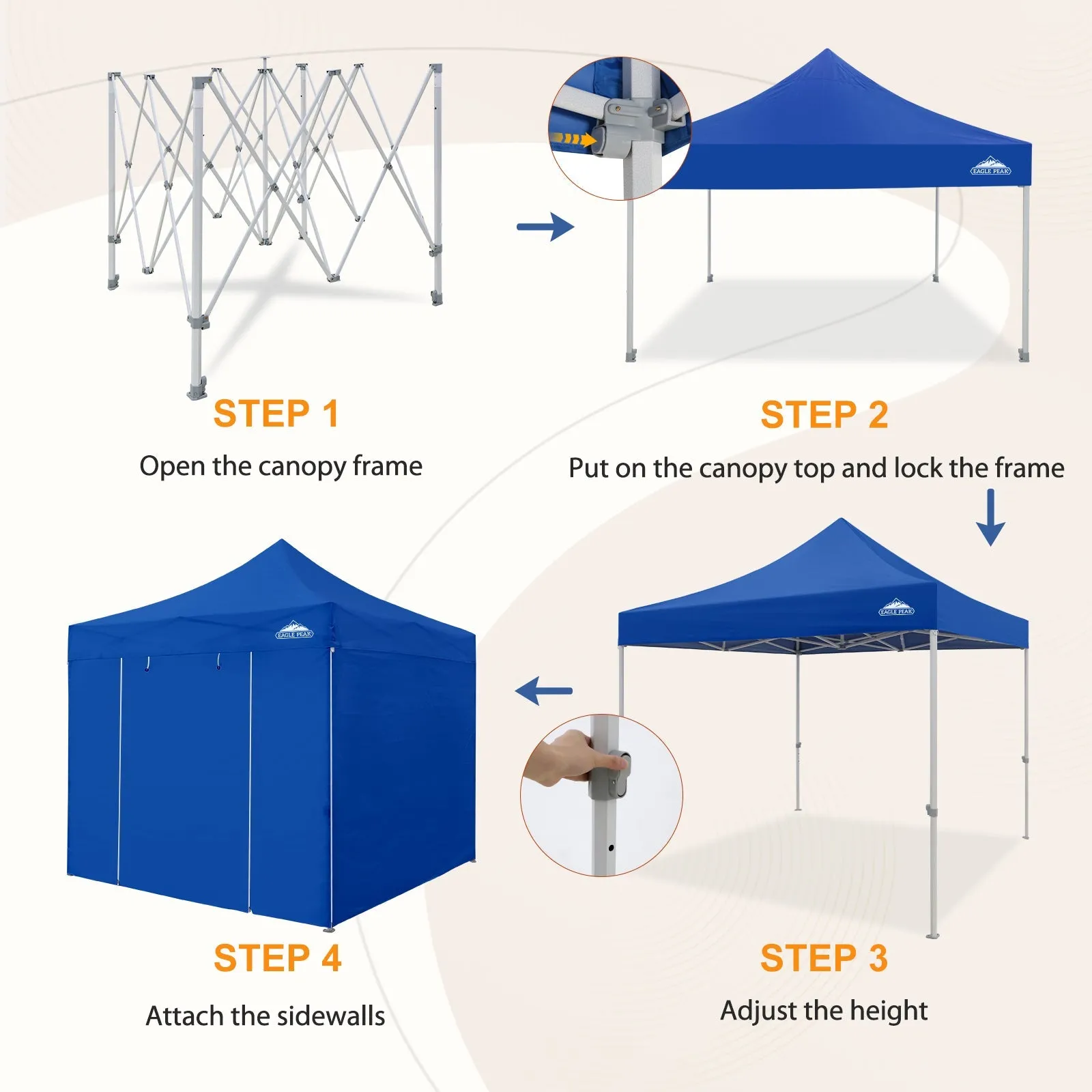 10x10 Heavy Duty Pop up Commercial Canopy with Removable Sidewalls