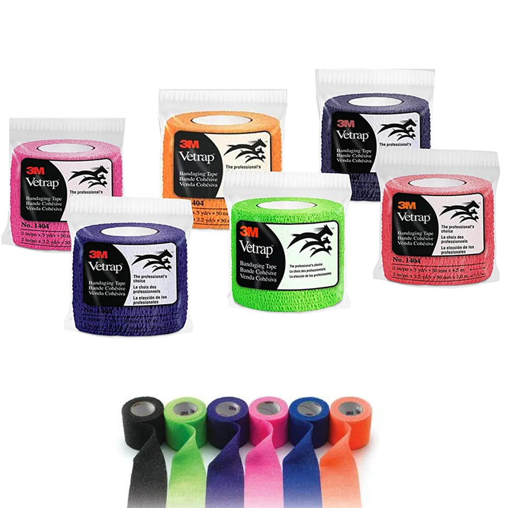 12Pc 3M Vet Wrap 2 Inch x 5 Yard Roll Dog Horse Tack Self Adhering Vetwrap Tape
