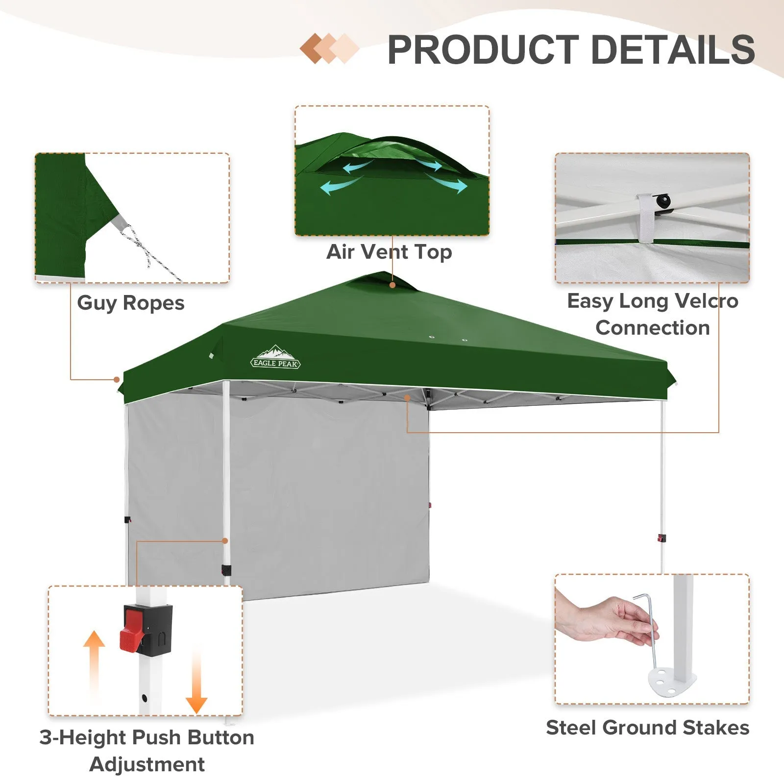 12x12 Commercial Heavy Duty Pop up Canopy with 1 Sidewall