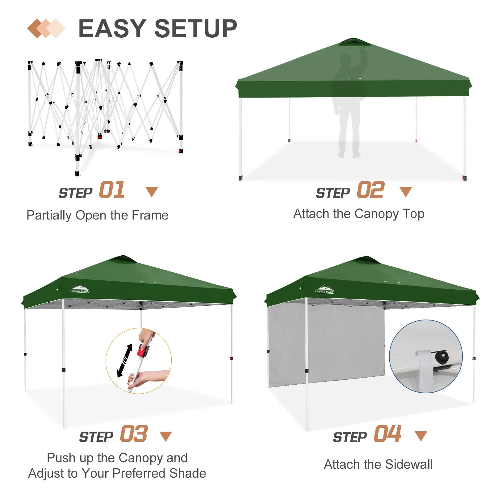 12x12 Commercial Heavy Duty Pop up Canopy with 1 Sidewall