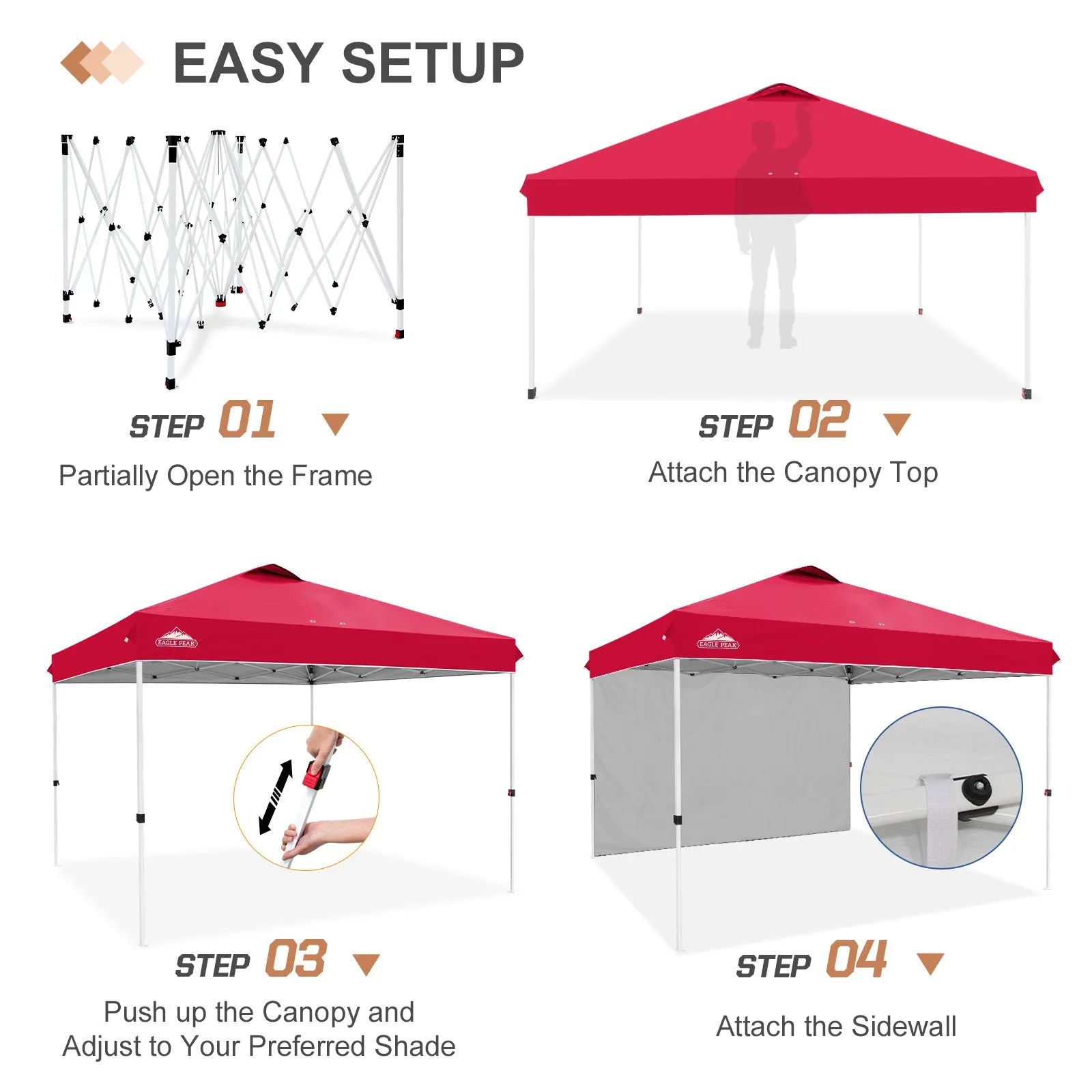 12x12 Commercial Heavy Duty Pop up Canopy with 1 Sidewall