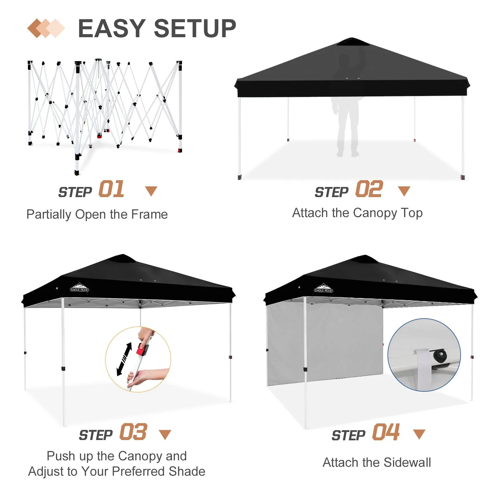 12x12 Commercial Heavy Duty Pop up Canopy with 1 Sidewall