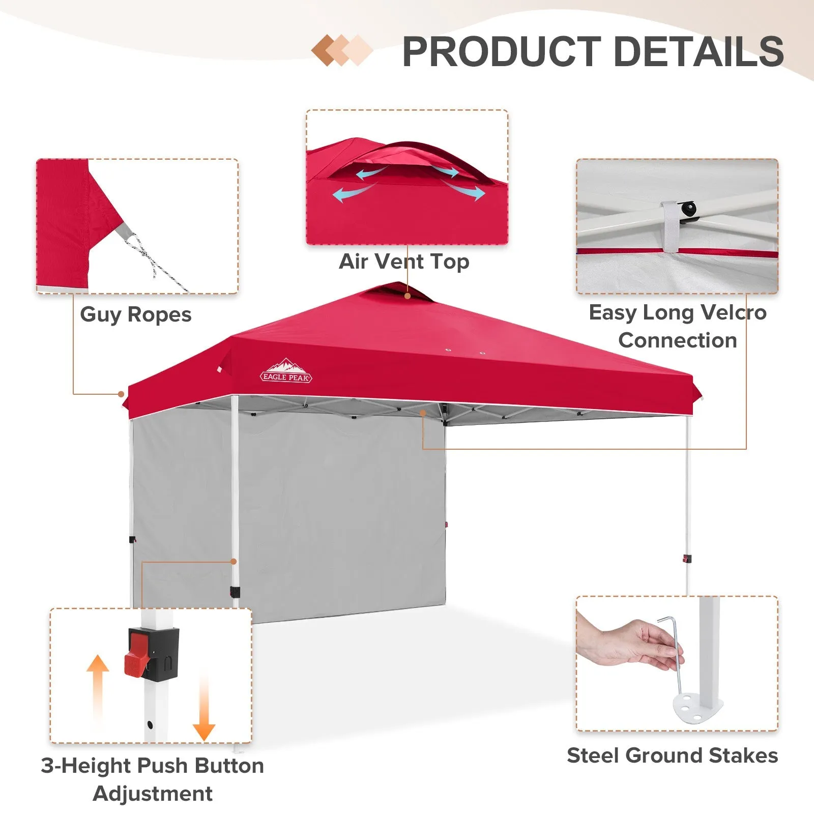 12x12 Commercial Heavy Duty Pop up Canopy with 1 Sidewall