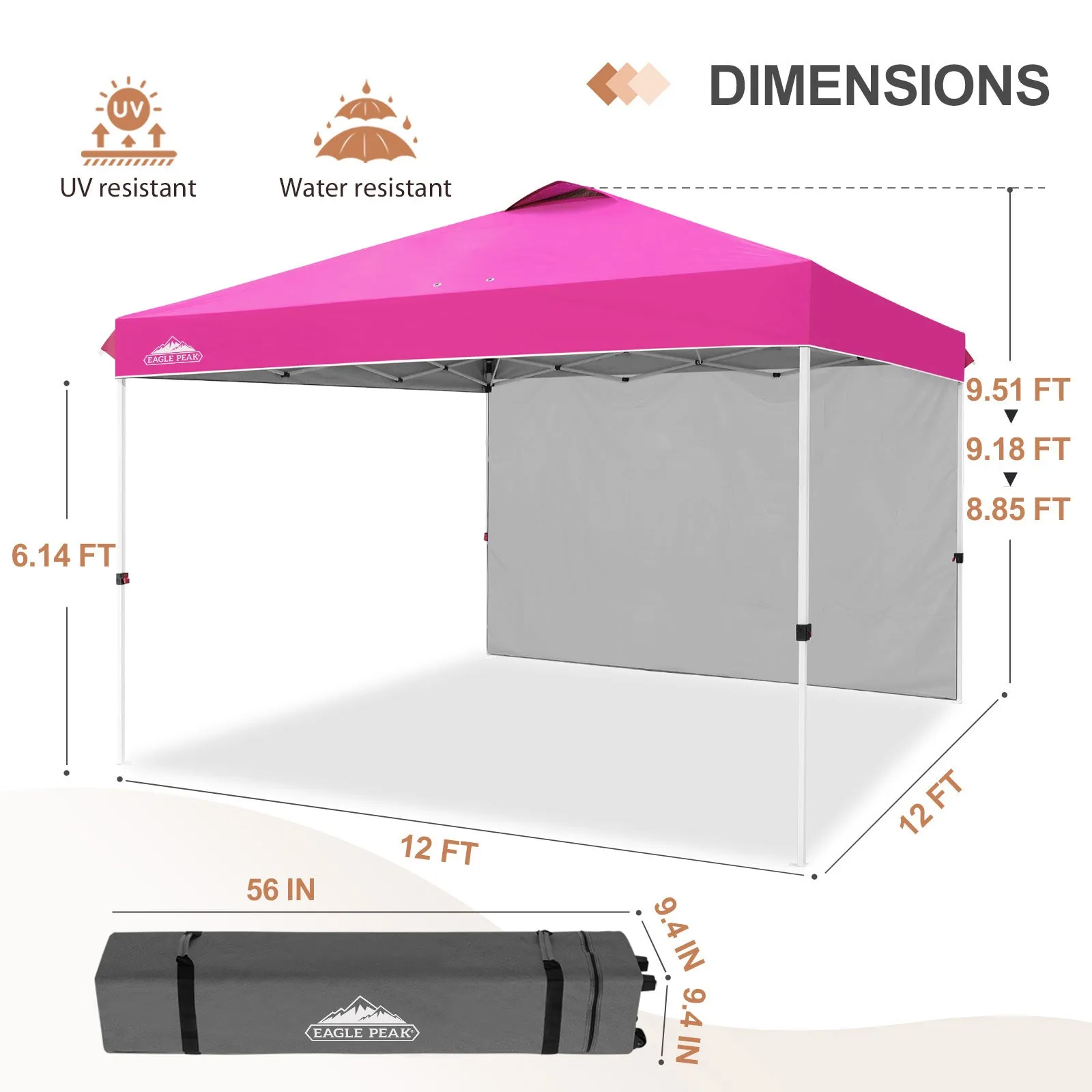 12x12 Commercial Heavy Duty Pop up Canopy with 1 Sidewall