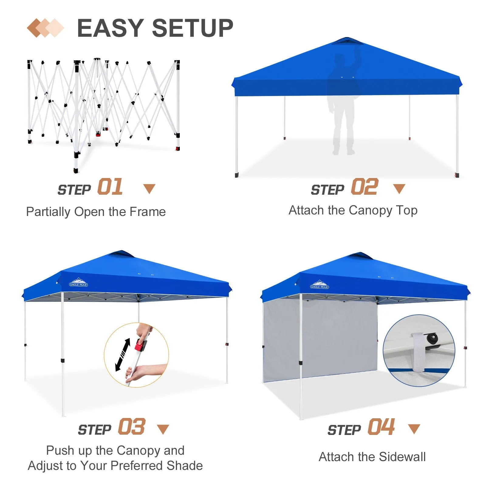 12x12 Commercial Heavy Duty Pop up Canopy with 1 Sidewall