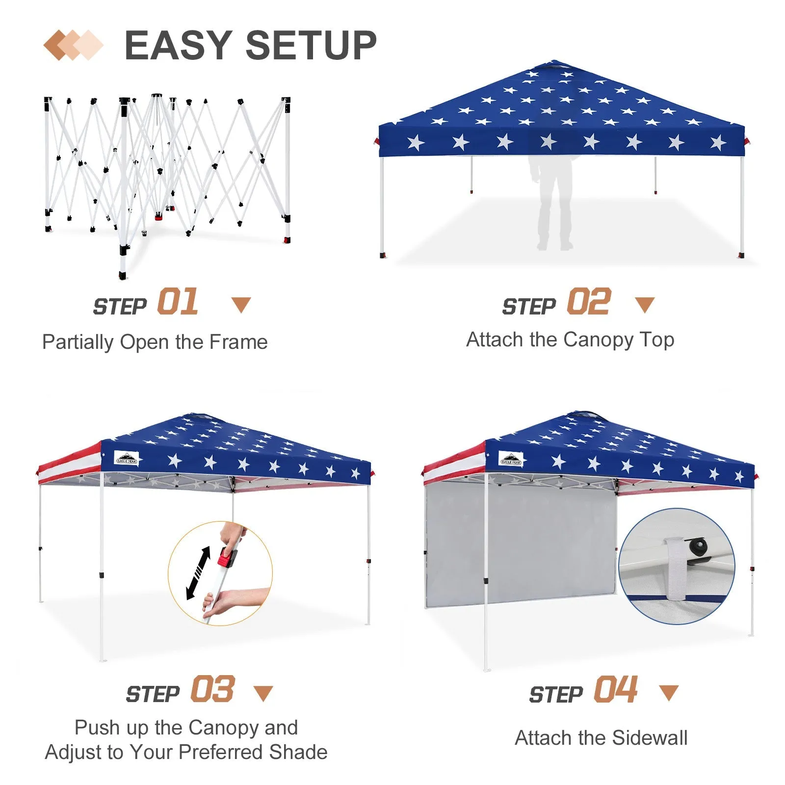 12x12 Commercial Heavy Duty Pop up Canopy with 1 Sidewall