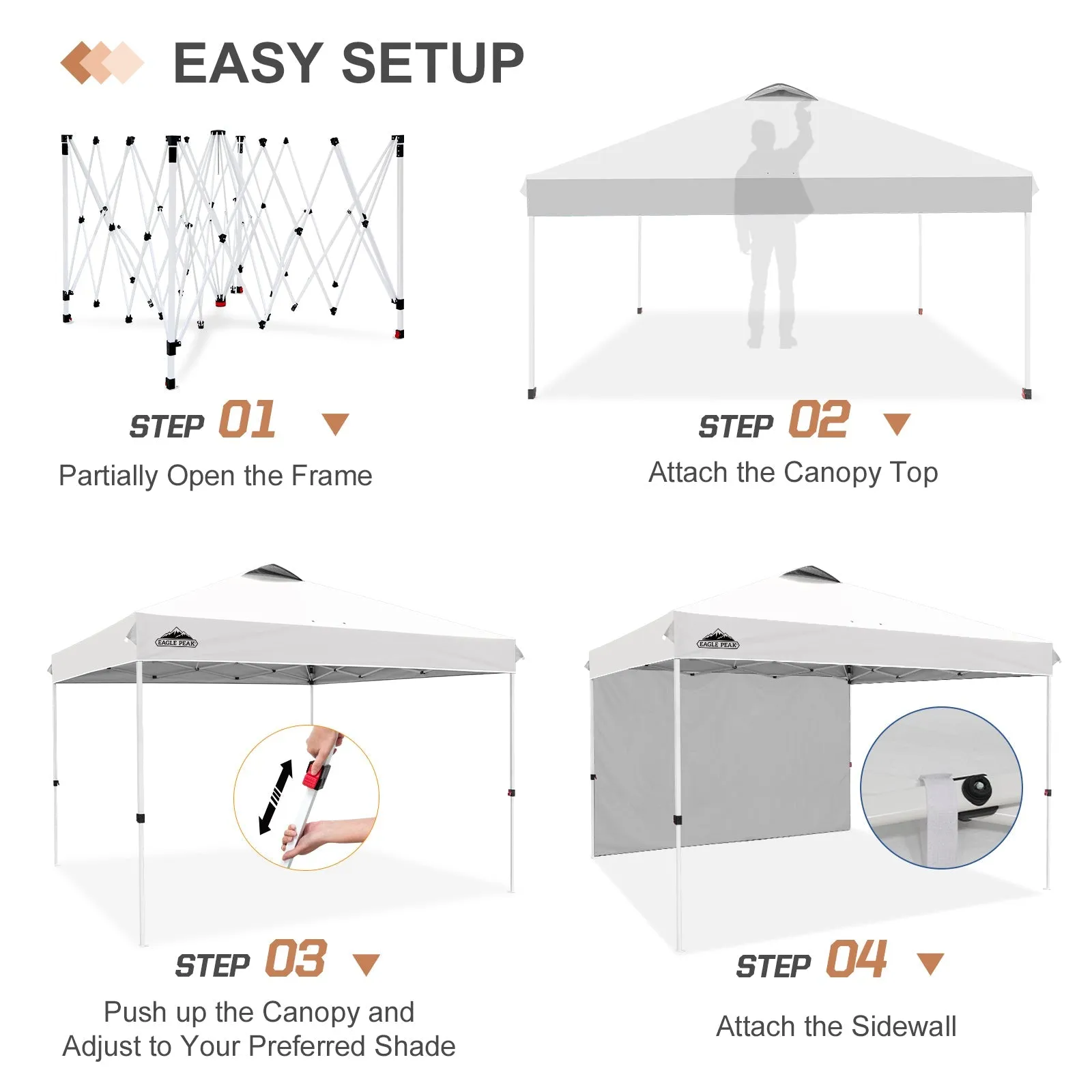 12x12 Commercial Heavy Duty Pop up Canopy with 1 Sidewall