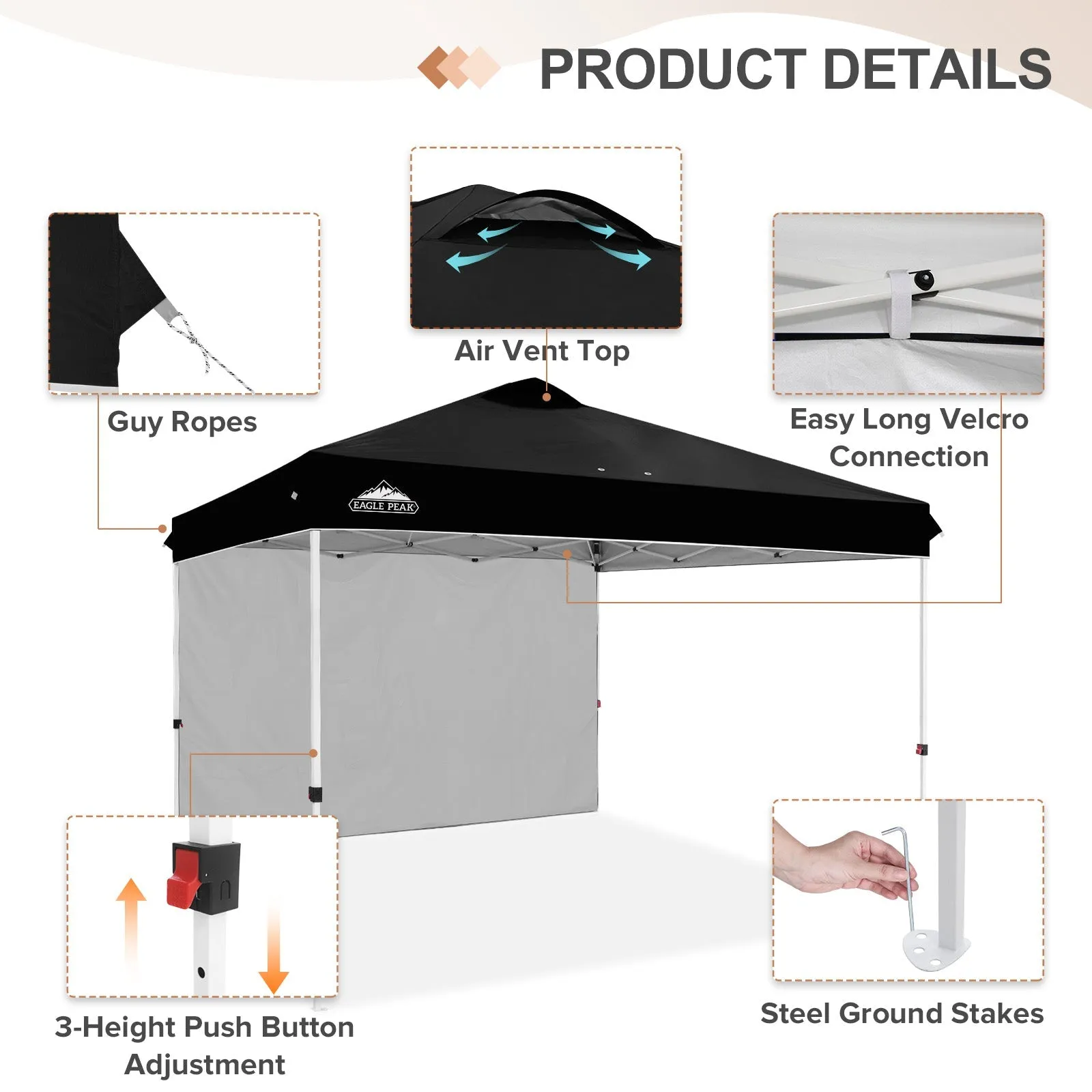 12x12 Commercial Heavy Duty Pop up Canopy with 1 Sidewall