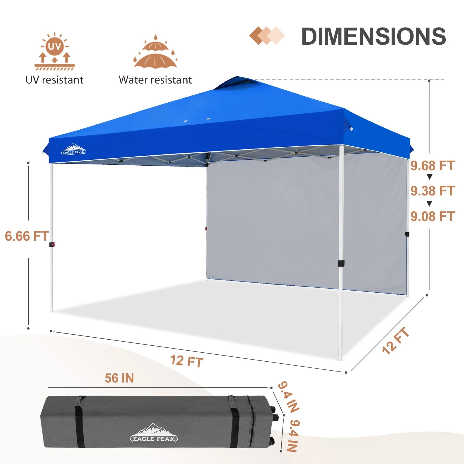 12x12 Commercial Heavy Duty Pop up Canopy with 1 Sidewall