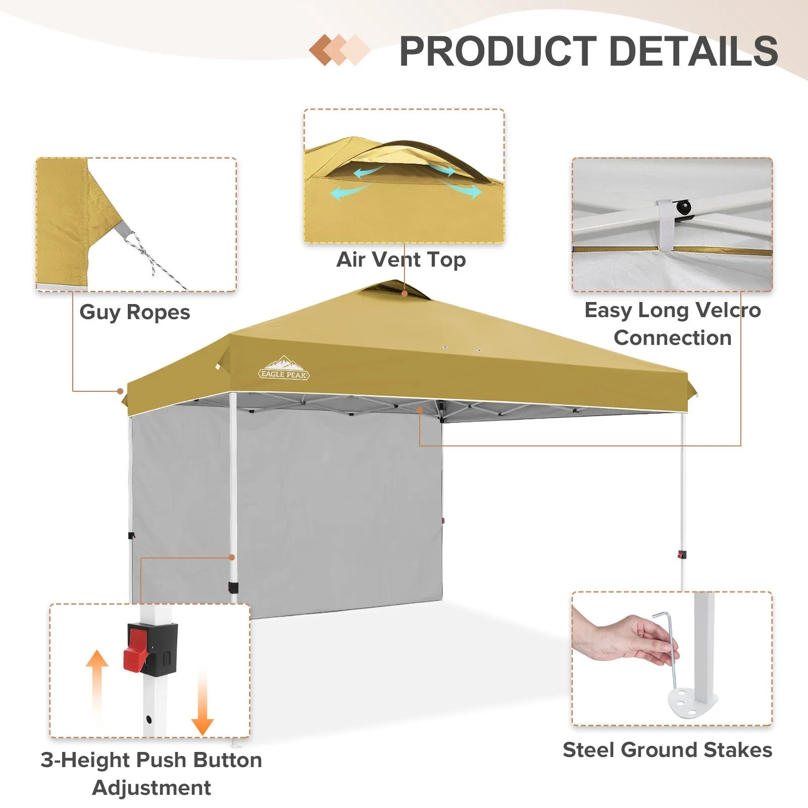 12x12 Commercial Heavy Duty Pop up Canopy with 1 Sidewall