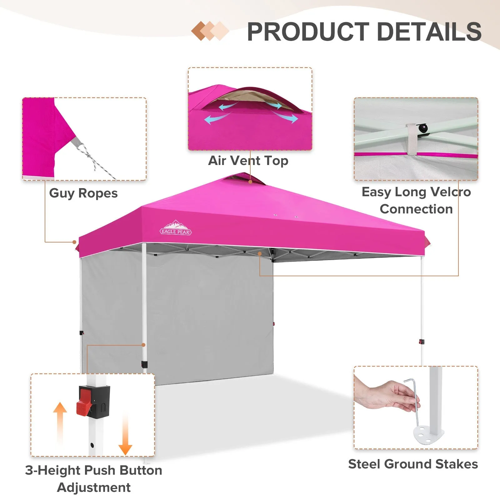 12x12 Commercial Heavy Duty Pop up Canopy with 1 Sidewall