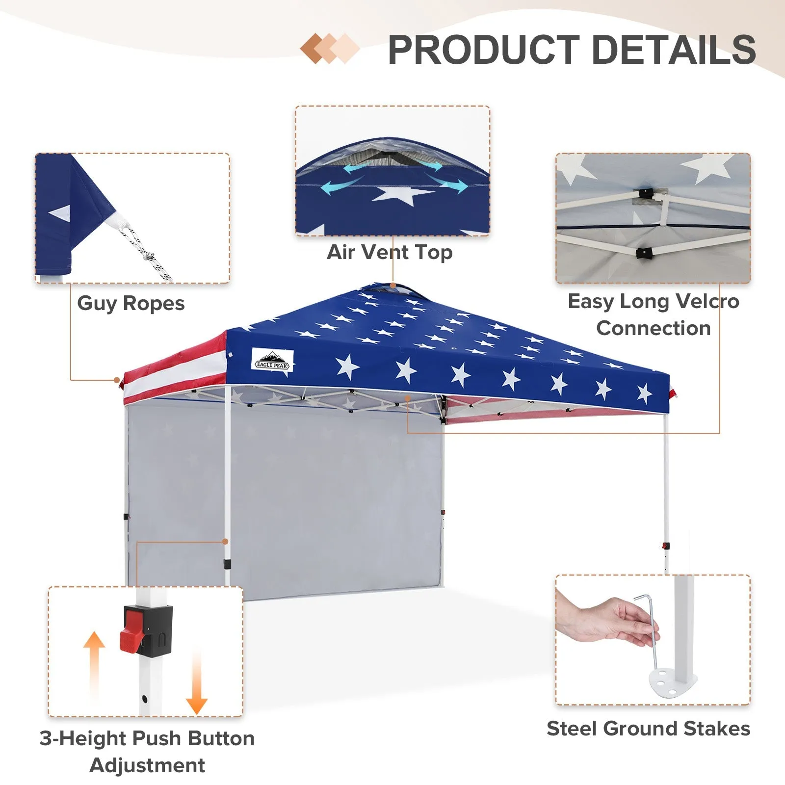 12x12 Commercial Heavy Duty Pop up Canopy with 1 Sidewall