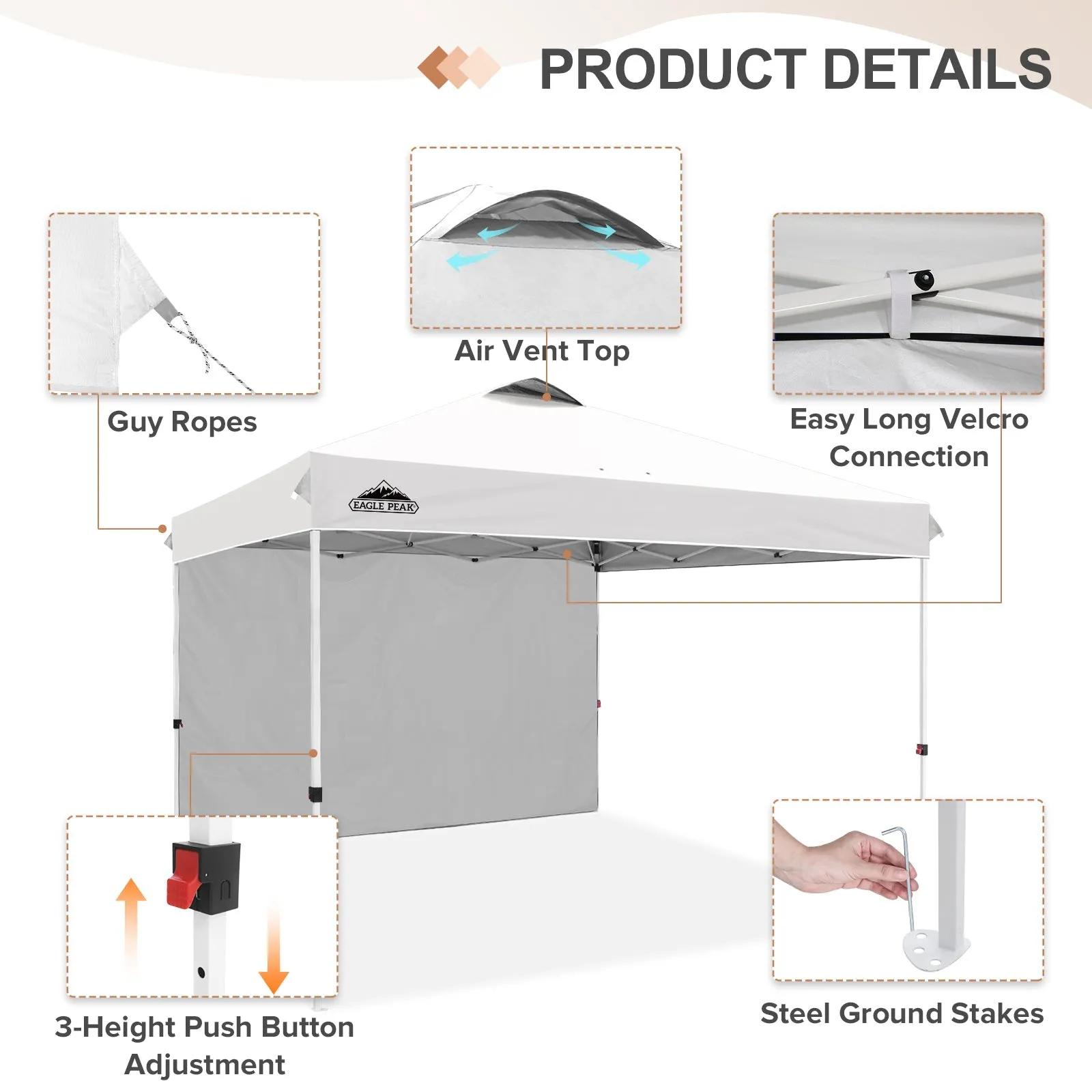 12x12 Commercial Heavy Duty Pop up Canopy with 1 Sidewall
