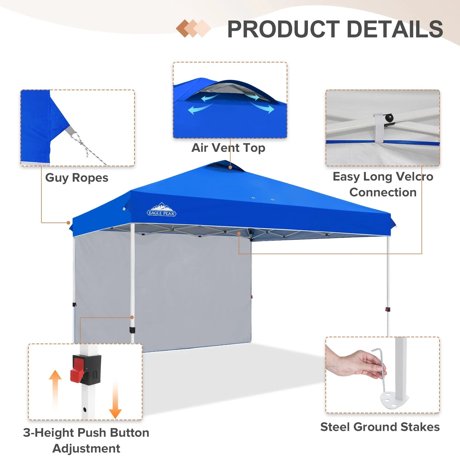 12x12 Commercial Heavy Duty Pop up Canopy with 1 Sidewall