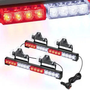 17 Inch 32 Leds 2 In 1 Traffic Advisor Emergency Strobe Red White Light Bar