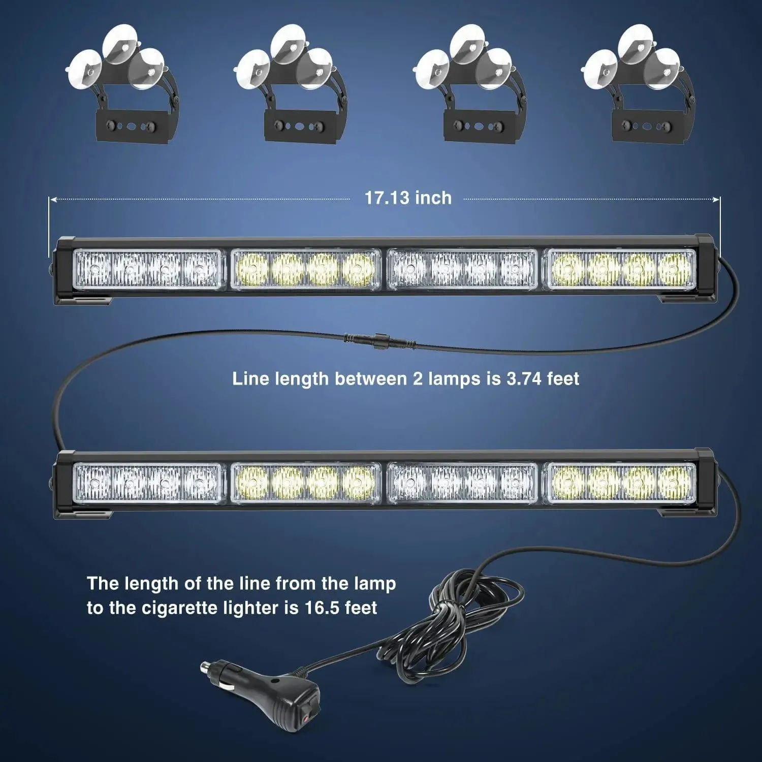 17 Inch 32 Leds 2 In 1 Traffic Advisor Emergency Strobe Red White Light Bar