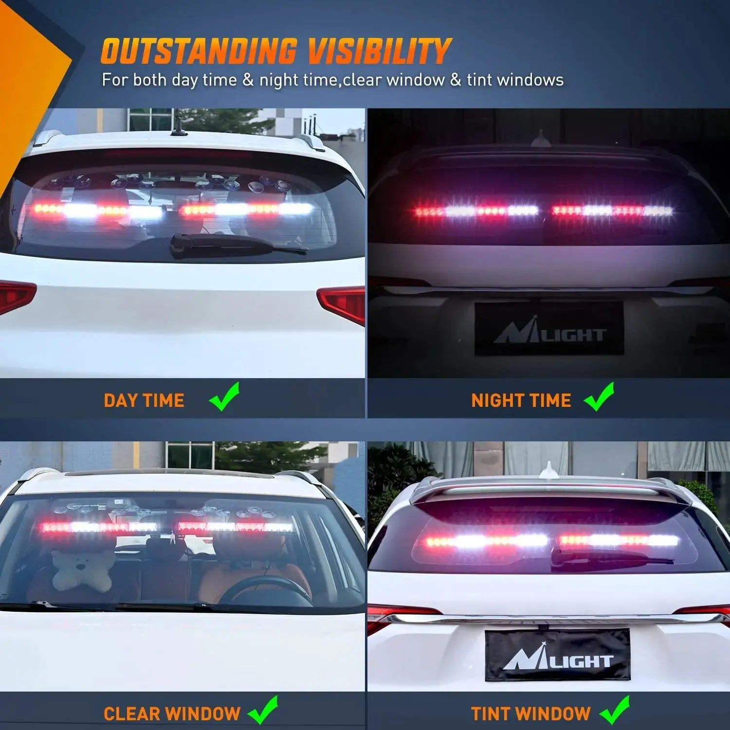 17 Inch 32 Leds 2 In 1 Traffic Advisor Emergency Strobe Red White Light Bar