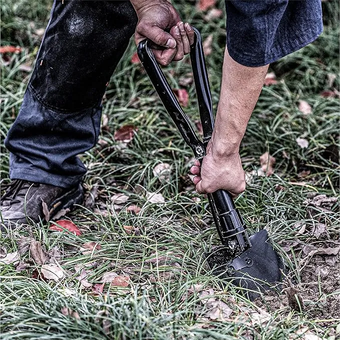 18'' Military Folding Camping Shovel, Offroad Survival High Carbon Steel Shovel (Black) AugTouf by toolant