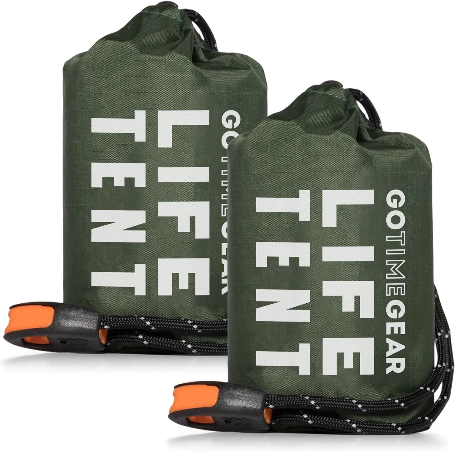 2 Emergency Survival Tent Kit/ Whistle  And Paracord Included.