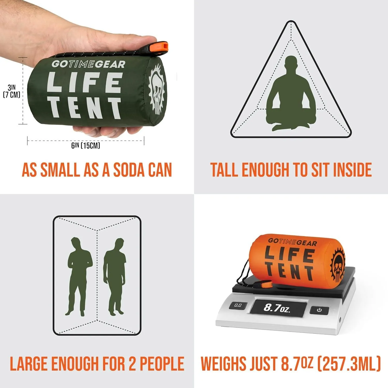 2 Emergency Survival Tent Kit/ Whistle  And Paracord Included.