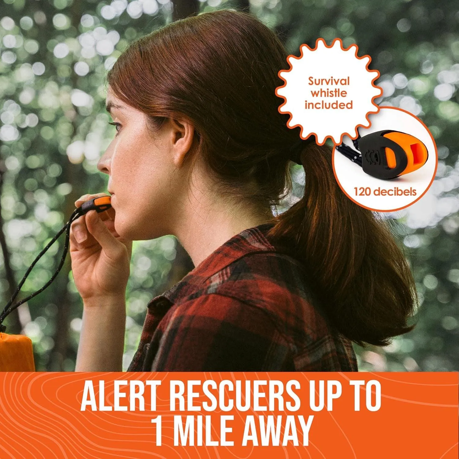 2 Emergency Survival Tent Kit/ Whistle  And Paracord Included.