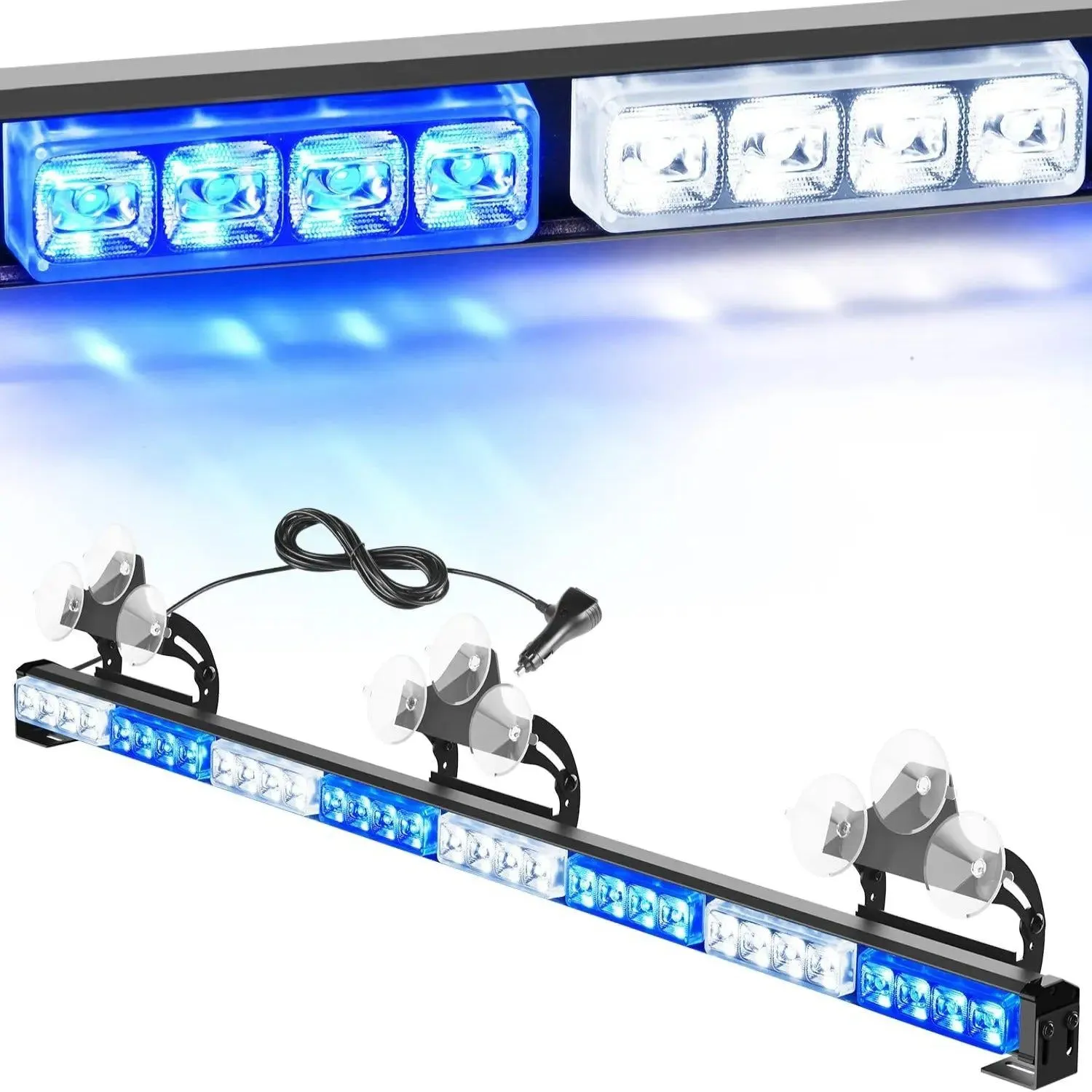35 Inch 32 Leds Traffic Advisor Strobe Blue White Light Bar
