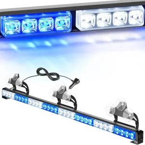 35 Inch 32 Leds Traffic Advisor Strobe Blue White Light Bar