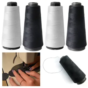 4 Spools Black White Sewing Thread 1000 Meters 3280 Feet Sew Fabric Upholstery