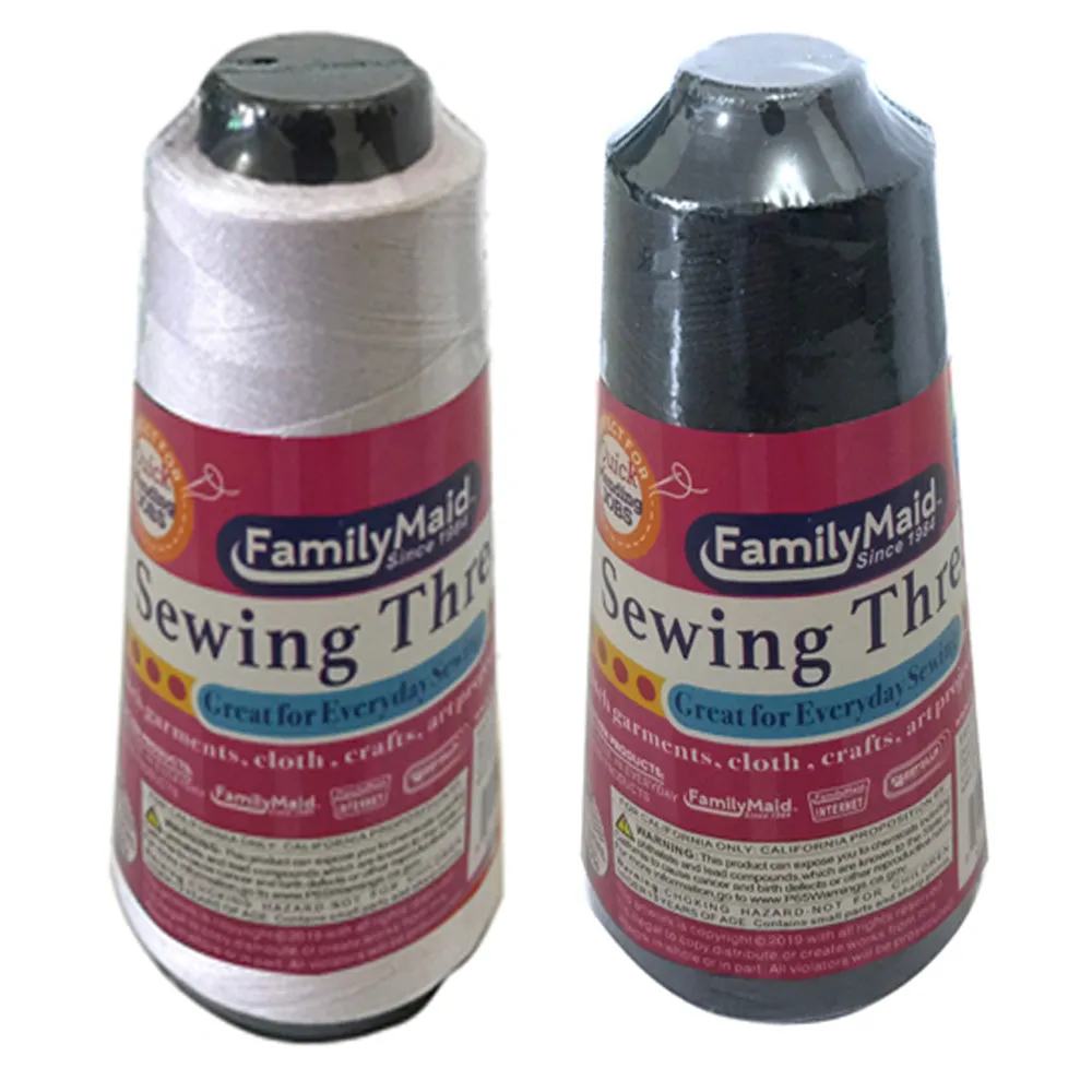 4 Spools Black White Sewing Thread 1000 Meters 3280 Feet Sew Fabric Upholstery