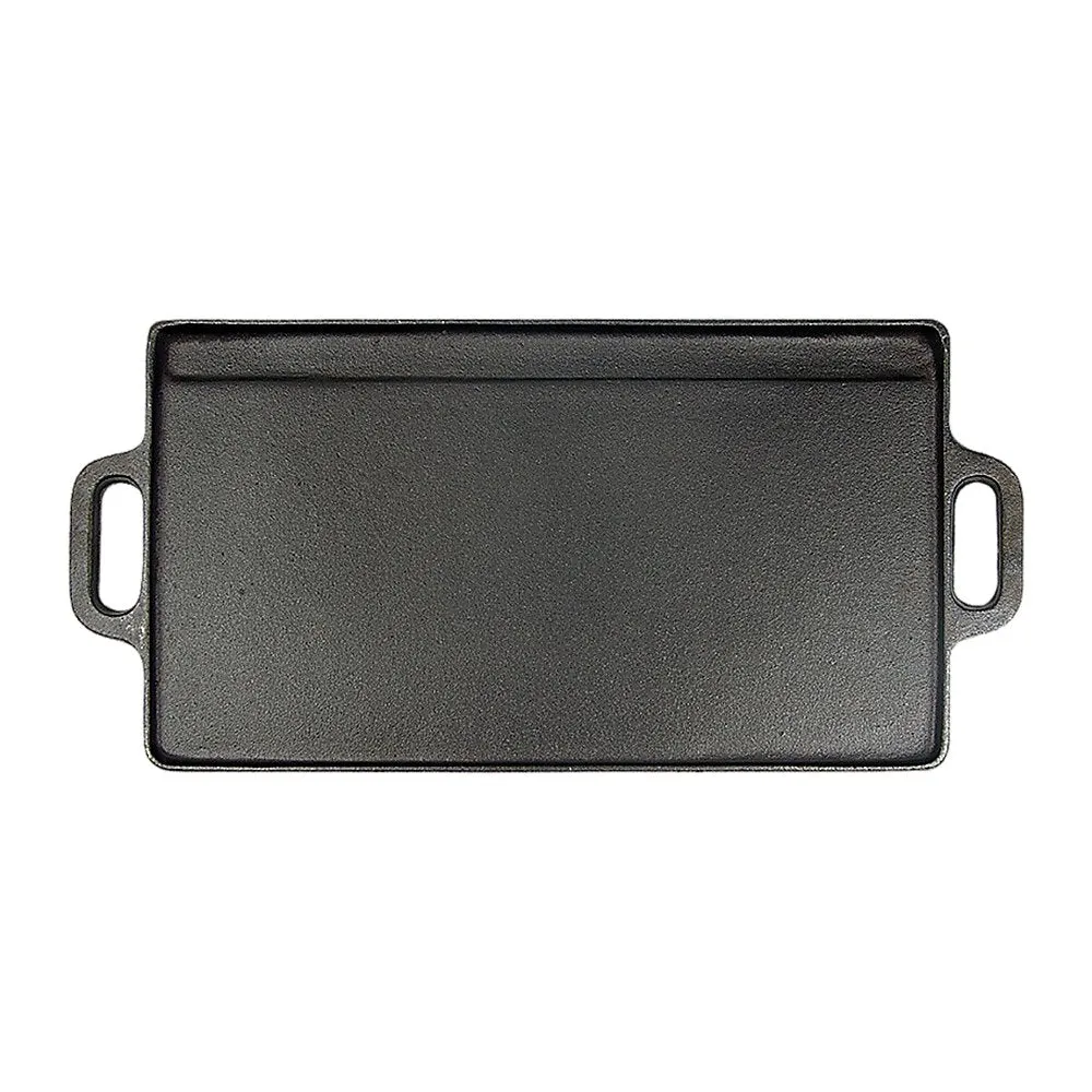 46x22 cm Cast Iron Reversible Griddle Plate BBQ Hob Cooking Grill Pan