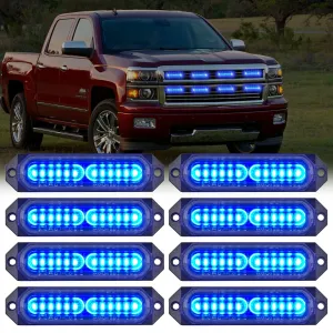 8PCS 12LED Blue Emergency Strobe Lights