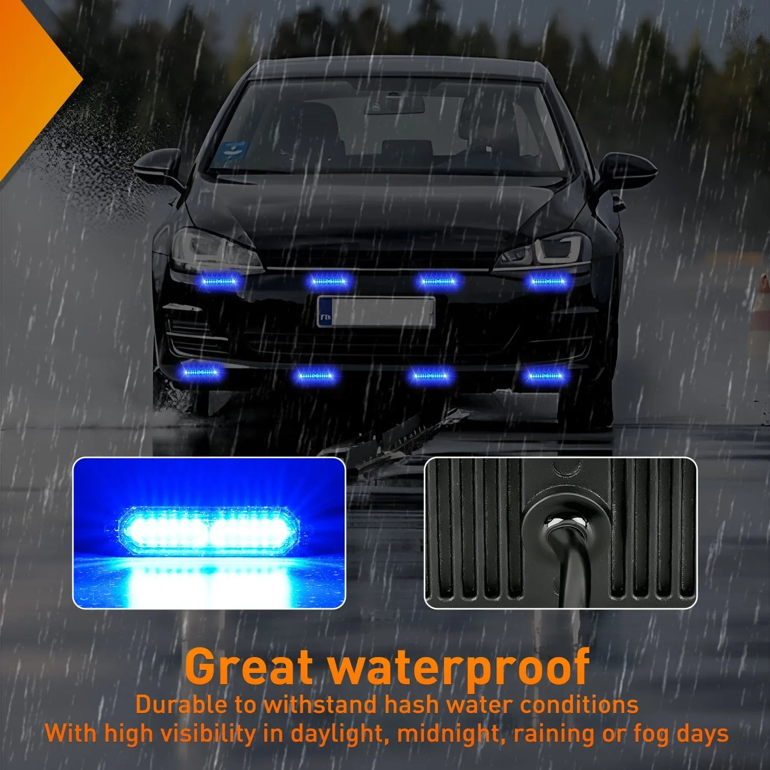 8PCS 12LED Blue Emergency Strobe Lights