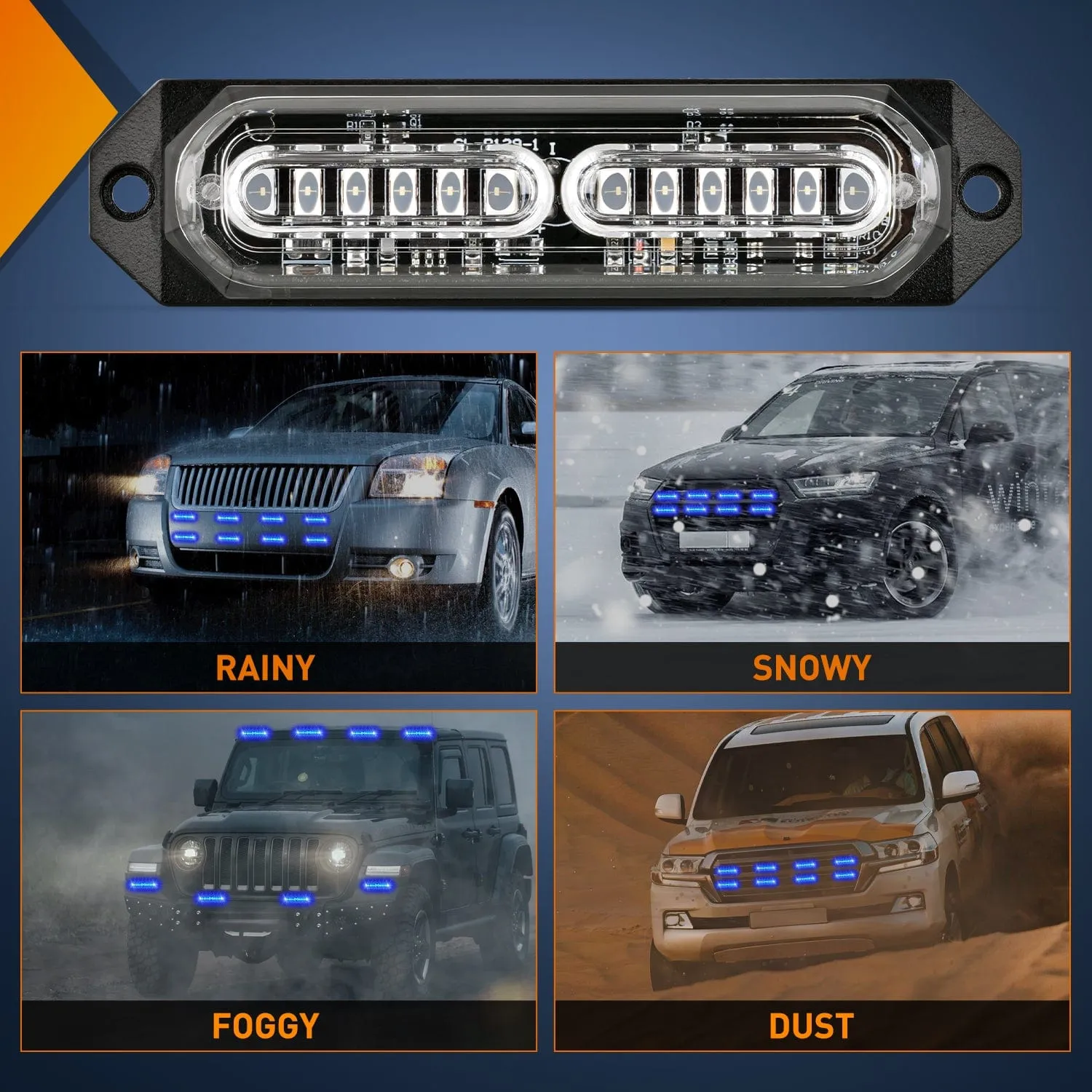 8PCS 12LED Blue Emergency Strobe Lights