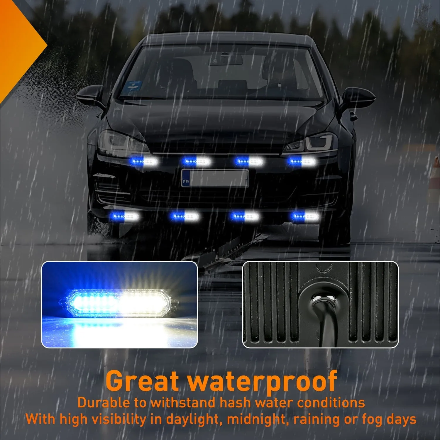 8PCS 12LED Blue White Emergency Strobe Lights