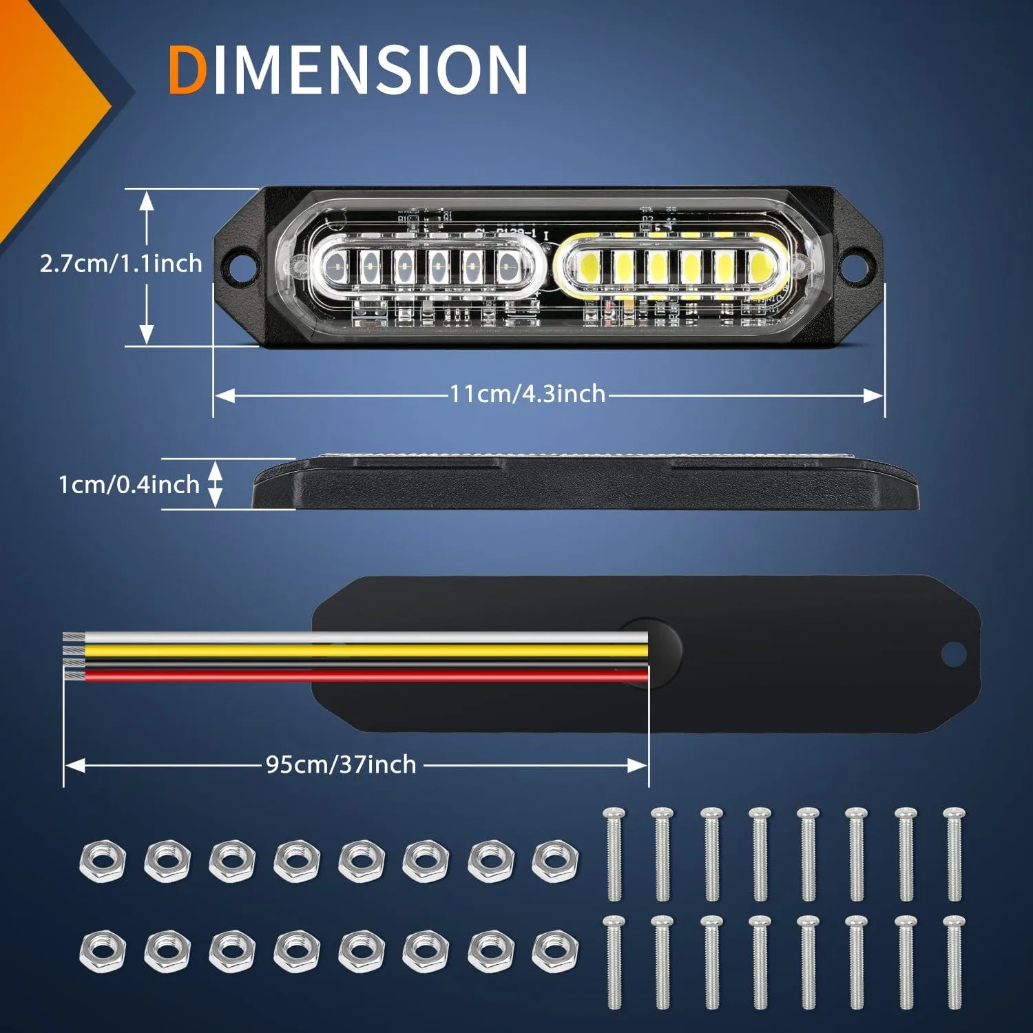 8PCS 12LED Blue White Emergency Strobe Lights