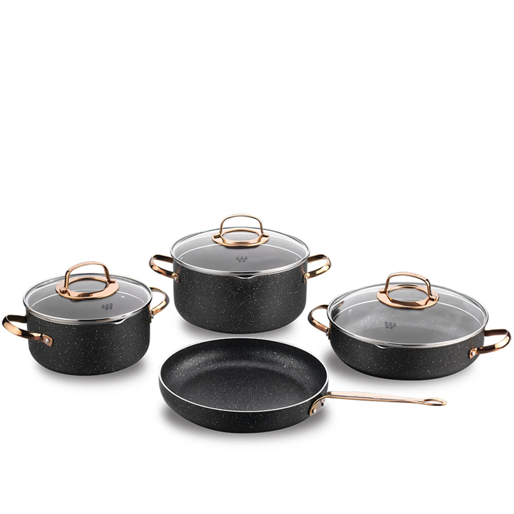 A1372, Galaksi 7 PC Non-Stick Rosegold Cookware Set