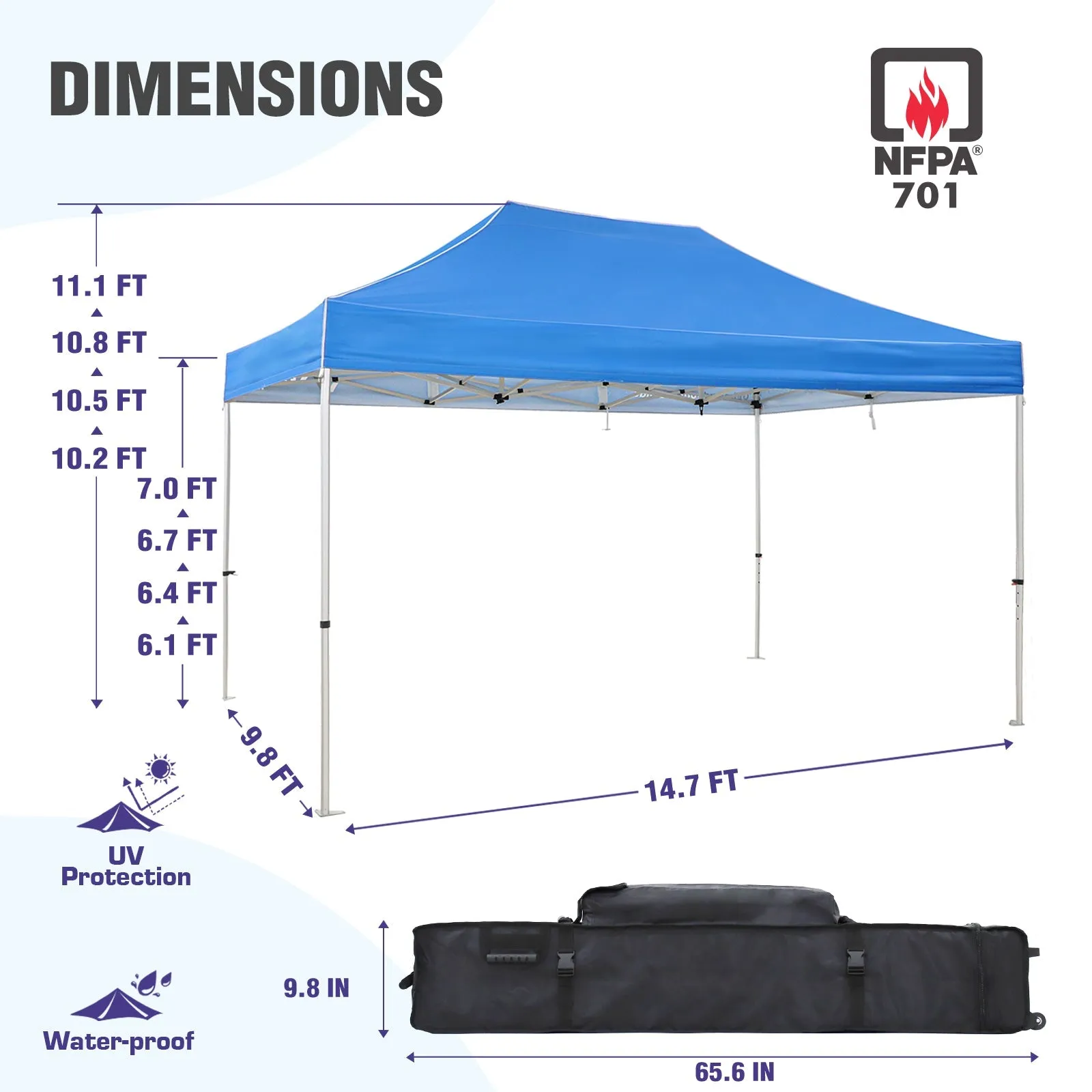 EAGLE PEAK 40mm Hex Leg Aluminum Commercial Custom Canopy Tent 10x15  - CLICK TO CONFIGURE - Package Prices Start at $999.00