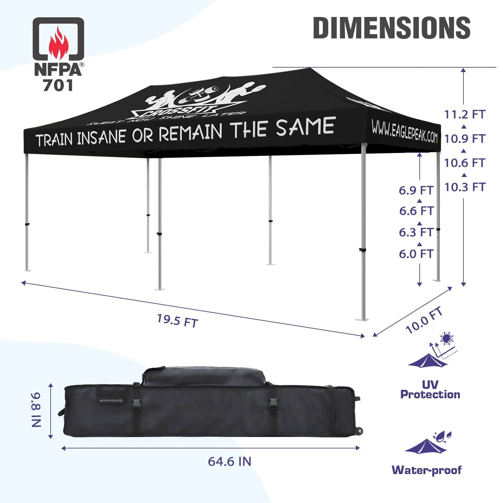 EAGLE PEAK 40mm Hex Leg Aluminum Commercial Custom Canopy Tent 10x20  - CLICK TO CONFIGURE - Package Prices Start at $1399.00